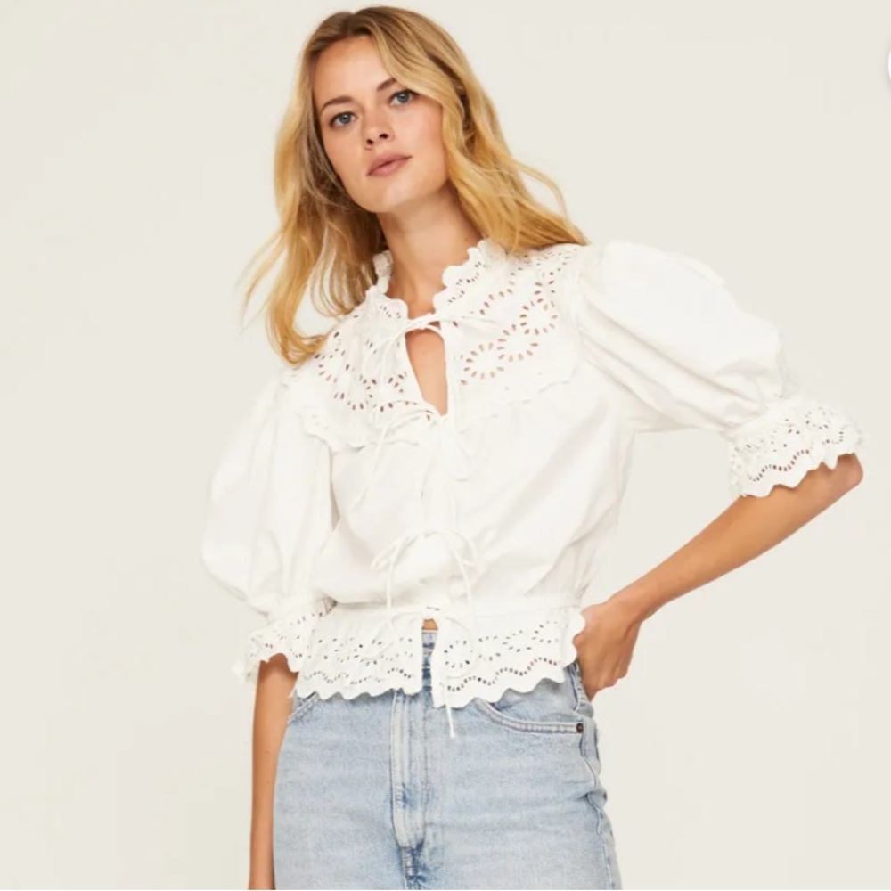 Sea New York Georgina Eyelet White Top